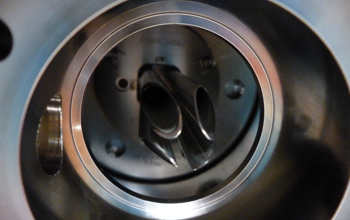 enlarge the image: View of a Q0 quadrupole of a mass spectrometer