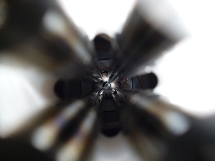 View into a quadrupole of a mass spectrometer