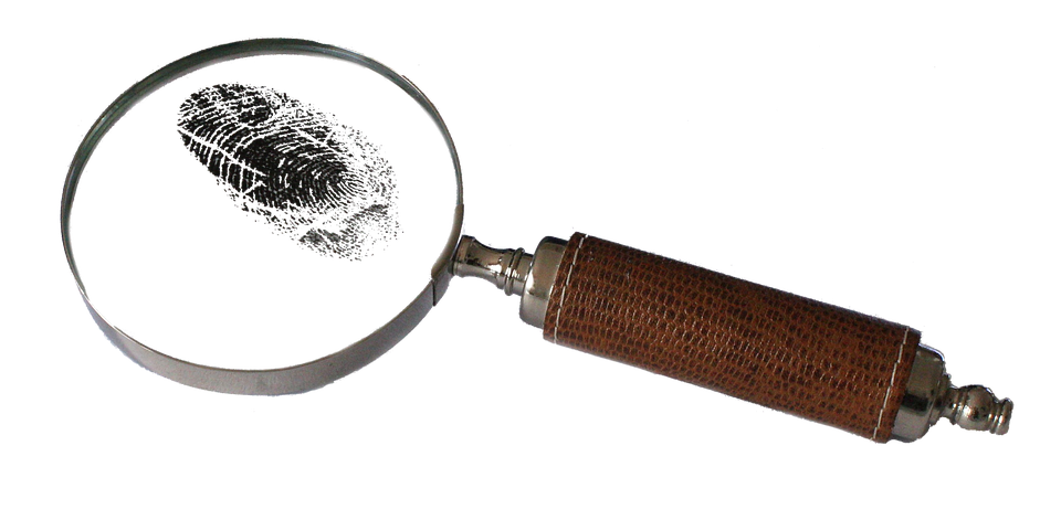 Supersuche im Labor (Lupe mit Fingerabdruck), Foto: Pixabay