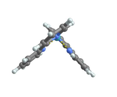 Figure: Structure of the fragment ion Ru(bpy)2]2+. (Robert Schiewe)