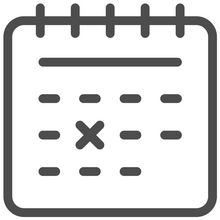 Calendar icon with a date marked by a cross.