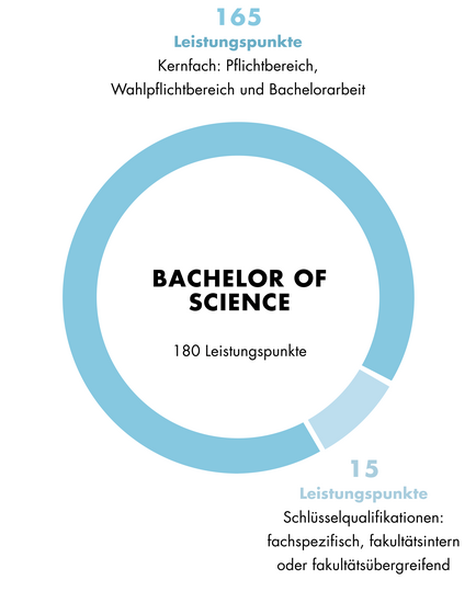 Diese Grafik zeigt den Aufbau des Bachelor of Science Chemie. Der Aufbau ist auch im Textteil beschrieben.