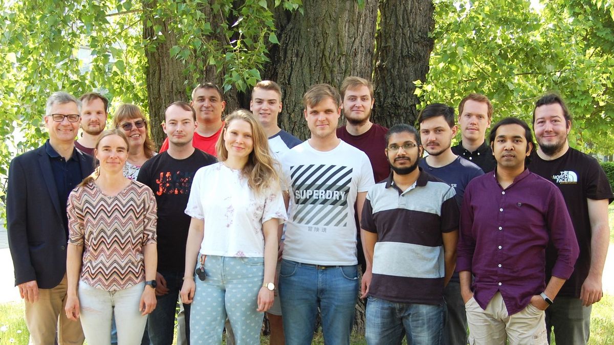 enlarge the image: The photo shows the team of the research group of Prof. C. Schneider nearby the Department of Organic Chemistry - Summer 2022.
