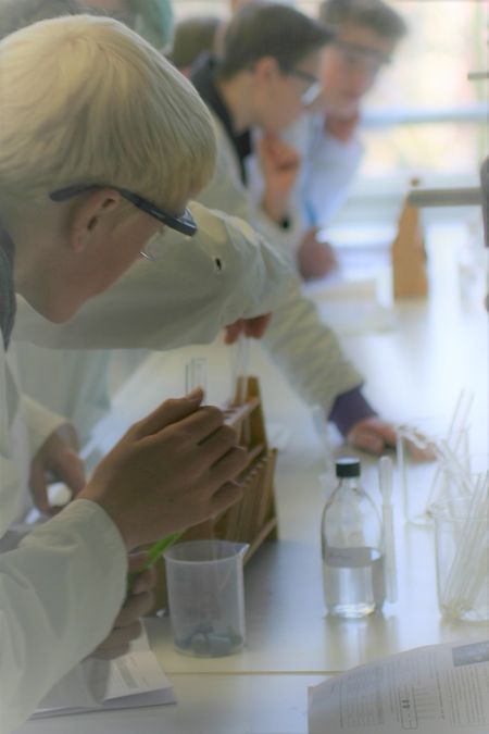 zur Vergrößerungsansicht des Bildes: Schülerlabor (Schüler experimentieren), Foto: Institut für Didaktik der Chemie