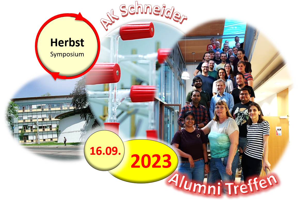 enlarge the image: The picture shows the current team and the alumni of Prof. Christoph Schneider's working group for the Fall Symposium 2023 in the foyer of the Faculty of Chemistry and Mineralogy of the University of Leipzig.