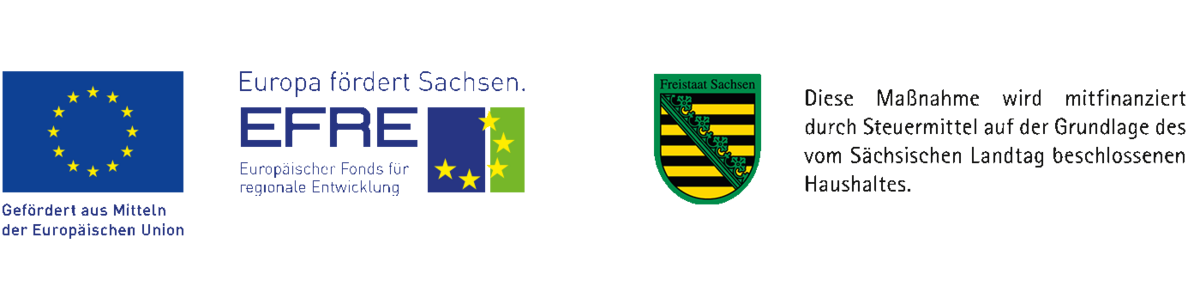 Logos der Projektförderer (EFRE und Land Sachsen)